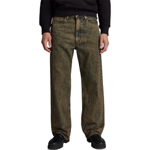 กางเกงยีนส์เดนิมทรงหลวมเอวกลางแบบวินเทจ ขาตรงทรงกระบอก ผ้าฝ้ายทวิลสำหรับผู้ชาย - Product Image 1