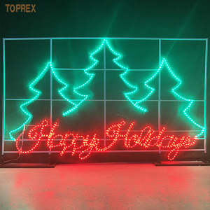 Toprex Tùy Chỉnh Cây Giáng Sinh <span class=keywords><strong>LED</strong></span> Lễ Hội Ngoài Trời Giáng Sinh Hình Dạng Cây Motif Đèn 2D Sắt Trang Trí Cho Đường Phố Trang Trí - Product Image 1