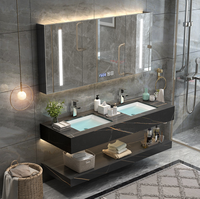 Meuble mural en promotion : Meuble-lavabo moderne de haute qualité avec robinet et miroir