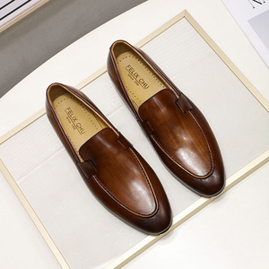 Chaussures habillées formelles en cuir de luxe sur mesure haut de gamme pour hommes, oxfords carrés, semelles antidérapantes, talons plats, adaptées à un usage décontracté - Product Image 4
