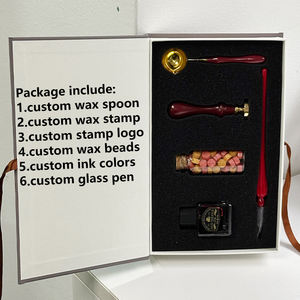 Fabbrica personalizzata penna in vetro fatta a mano calamaio sigillo in cera Set regalo giallo - Product Image 4