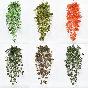 Kunstfertige Efeu-Blätter Pflanzen Rebenblätter künstliche Wandhängende Kunststoff-Rattan-Hängepflanzen für Haus Wanddekoration