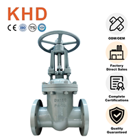 KHD PN40 Dn150 flens katup gerbang Manual roda tangan WCB baja karbon tipe flens katup gerbang