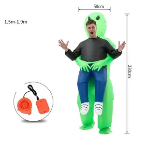 2022 sıcak satış cadılar bayramı Cosplay şişme canavar kostüm korkunç yeşil Alien kostüm yetişkin için