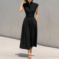 Robe longue élégante et décontractée pour femme, col montant, couleur unie, taille ajustée, idéale pour le quotidien et les trajets professionnels – Nouvelle collection 2026, personnalisable OEM