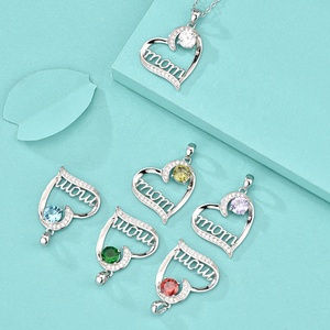 GP113 kalung mode untuk ibu 925 perak murni zirkon liontin hati cinta batu kelahiran perhiasan ulang tahun Ibu - Product Image 5
