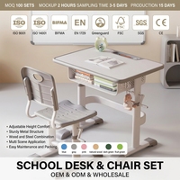Ensemble de bureau et chaise pour étudiants en métal durable et moderne avec hauteur réglable pour la chambre à coucher, le bureau à domicile
