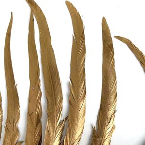 Plumas de <span class=keywords><strong>Gallo</strong></span> Pintadas en Oro Metálico de 40-45 cm al por Mayor para Diseño de Disfraces de Carnaval - Product Image 3