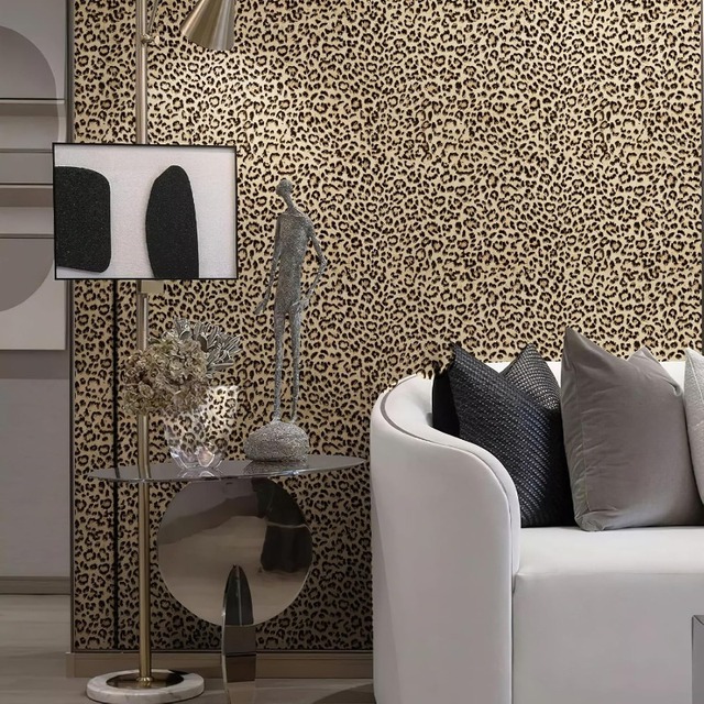 Leopard Print Self-adhesive Wallpaper Peel and Stick Wallpaper Home Decor Dining Living Bedroom Background Wall Decor Sticker