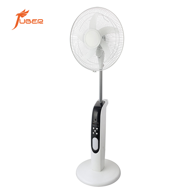 Rechargeable Powered AC Solar Fan with Light Remote Control Oscillating Floor Standing Fan for Outdoor Use Plastic Material