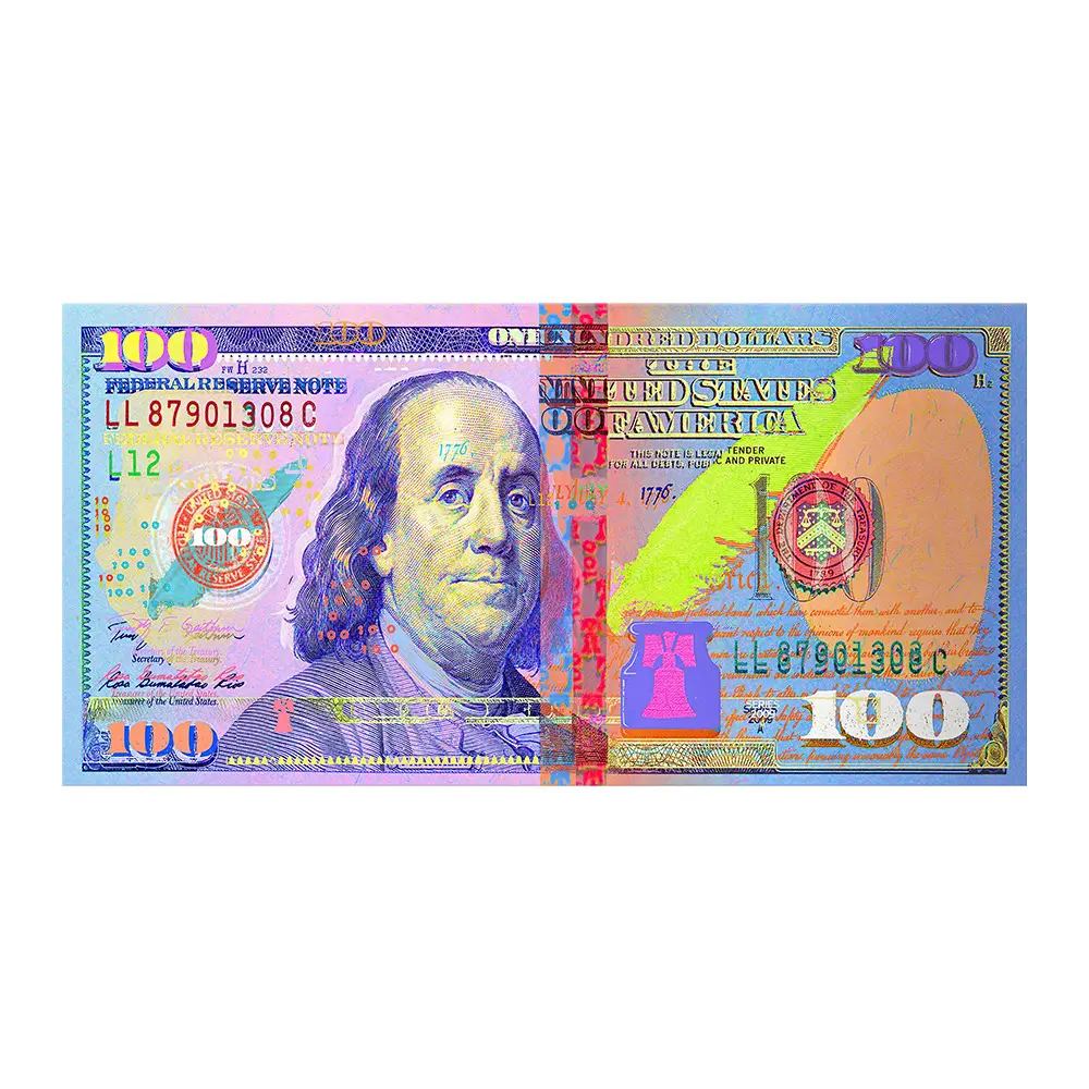 Pôster de 100 dólares para decoração de casa, pinturas com estampa rica, cor abstrata, presidente americano Benjamin Franklin