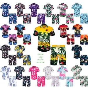 Wholesale Hot Sale Summer All Over Print New Hawaiian Beach Wear Mens Shirts And Shorts Set In Plus Size