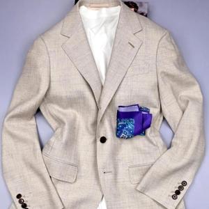 Blazer en Laine <span class=keywords><strong>Beige</strong></span> Personnalisé pour <span class=keywords><strong>Homme</strong></span> – Léger, Respirant, Coupe Slim, Style Business, Veste Sportive Italienne Semi-Canvas Boutonnée - Product Image 1