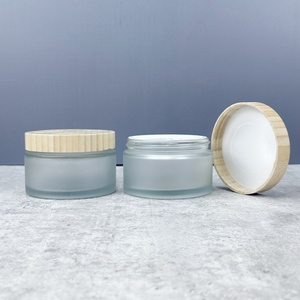 Pot en verre givré avec couvercle en bambou pour crème visage, 5g, 15g, 30g, 50g, 100g – 1000 vendus (Aucun avis pour le moment) - Product Image 4