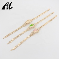 Bracelets à breloques de bijouterie fantaisie en gros, religieux, San Judas, en laiton plaqué or 14 carats, avec strass en cristal, réglables, unisexe