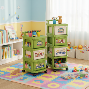 Minimalistisches Schubladenregal aus Kunststoff (PP), freistehend, 5-stöckig, Snackwagen, Spielzeug- und Kleiderorganizer, Regal für Schlafzimmer und Wohnzimmer - Product Image 1