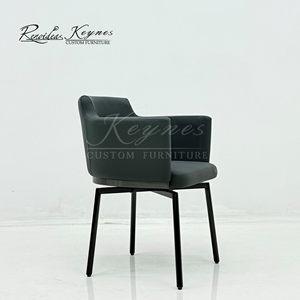 KeynesContemporary Upholstered Dining Armchair Dark Gray Black Metal Legs for Hotel Cafe Commercial Use - Product Image 4