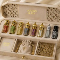 Flacon de parfum de voyage 3/6/12 ml, mini flacons en verre à bille pour applicateur, bouchon à vis, décor arabe de luxe, rechargeable, emballage cartonné