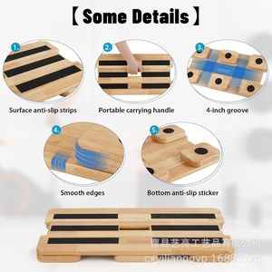 Tabla de madera para deportes con banda de resistencia, tabla antideslizante para pies, equipo de gimnasio para entrenamiento físico - Product Image 3