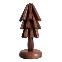Ensemble de dessous-de-plat de Noël en bois de hêtre massif, support de pot et dessous-de-plat en forme d'arbre, décoration nordique pour la maison, résistant à la chaleur, écologique, fait main