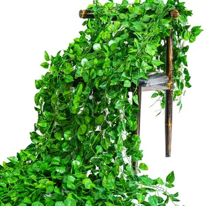2.2M ipek yeşil yaprak Vine yapay düğün için yemek odası duvar parti dekorasyon