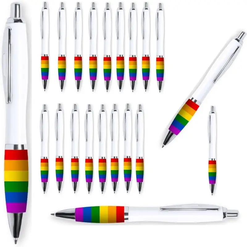 Bolígrafo promocional personalizado de plástico de marca RAINBOW, bolígrafo con bandera estadounidense, bolígrafo con logotipo a todo color, bolígrafo con logotipo personalizado con tema de EE. UU.