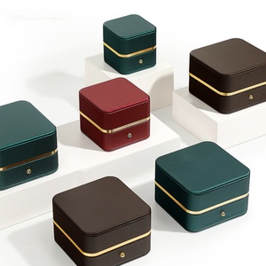 PU Leather Rounded Corner Jewelry Box Gold Edge Luxury Jewelry Boxes for Earrings and Necklace Jewelry Packaging Box - Product Image 2