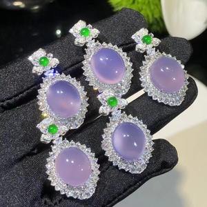 Collier en argent pur S925 incrusté de jade mousse d'eau naturel, petit collier en calcédoine verte, pendentif porte-bonheur, nouvelles boucles d'oreilles fines - Product Image 1