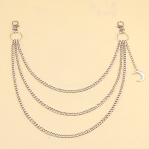 โซ่คาดเอวหลายชั้นพร้อมจี้รูปพระจันทร์ สไตล์พังก์ สำหรับผู้หญิง สีเงินทิเบต ใช้ได้ทุกวัน - Product Image 4