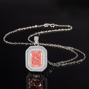 Factory Wholesale 10*14mm Square Ice Out Colorful Cubic Zirconia Fashion <b>Pendants</b> Charms Woman Copper Accessories Jewelry - Product Image 4