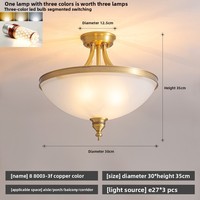 Plafonnier LED en cuivre à tête unique pour restaurant américain pour chambre à coucher, bureau, jardin, escalier, balcon et allée, éclairage en laiton