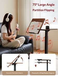 Mesa Móvil Elevadora de Madera, Mesa Auxiliar para Cama, Tablero Dividido Abatible, Mesa de Computadora Neumática, Mesa de Centro - Product Image 3