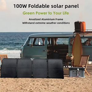<span class=keywords><strong>Chargeur</strong></span> de panneau <span class=keywords><strong>solaire</strong></span> pliable portable 100W avec béquilles en aluminium pour RV Camping Blackout Off Grid System - Product Image 2