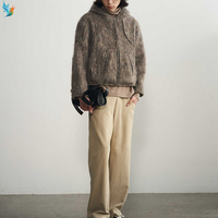 Vente en gros de cardigan à fermeture éclair de haute qualité pull tricoté en laine mélangée grand manteau à capuche en tricot veste décontractée pour hommes