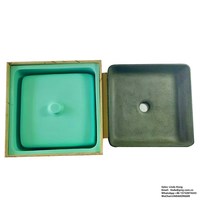 Moule carré pour lavabo, moules de pot de salle de bain, moules artisanaux en béton pour lavabo, moule en silicone pour lavabo avec cadre en bois