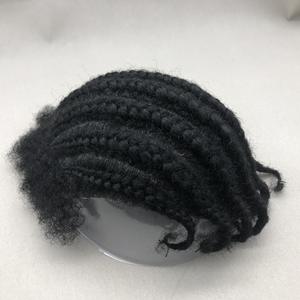 Perruque tressée pour <span class=keywords><strong>homme</strong></span>, style <span class=keywords><strong>afro</strong></span> crépu bouclé, entièrement tissée à la main, en cheveux humains véritables, modèle H018 - Product Image 2