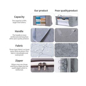 <b>Large</b> Double Zipper Foldable PVC Organizer Thickened Non-Woven Fabric Sewing Technique Functional <b>Wardrobe</b> Clothing - Product Image 4