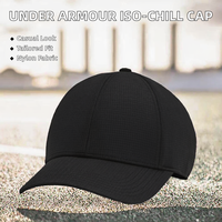Casquette de baseball ajustée en nylon Iso-chill Armourvent à 6 panneaux, noire (001)/gris clair/gris foncé, taille moyenne/grande