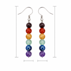 Pendientes Largos Artísticos con Borlas de Cuentas Redondas Multicolores Vintage para Mujer - Product Image 5