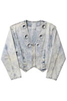 Veste en jean ample à grandes œillets, col en V, pour homme, grande taille, délavée à l'acide, zippée, courte, style Y2K Punk Streetwear