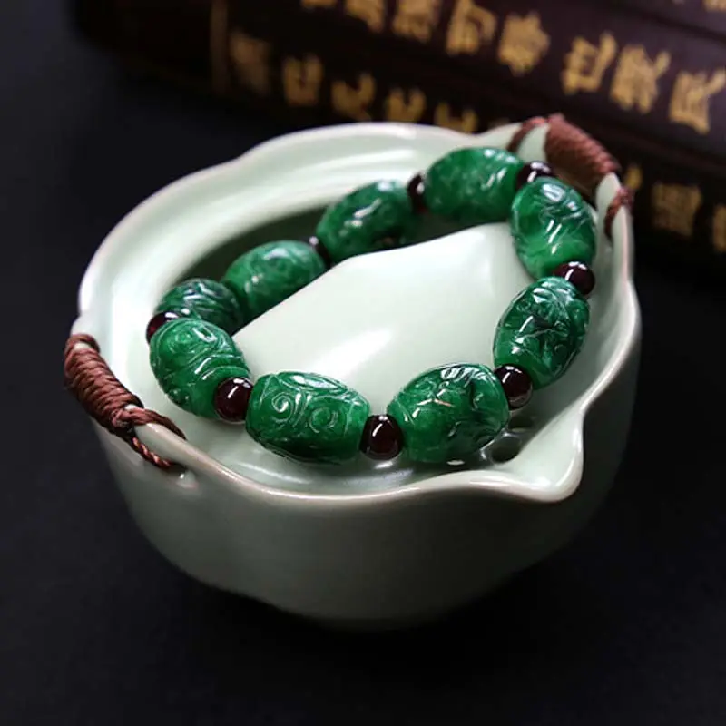 Gioiello naturale perline sfuse pietre preziose per fare gioielli all'ingrosso vendita calda braccialetto in rilievo di nefrite
