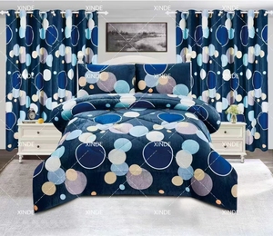 Bán Buôn Phong Cách Mới 7Pcs Hoa Borrego Nhung Lông Cừu Comforter Bộ Đồ Giường Set Với Rèm Cửa - Product Image 4