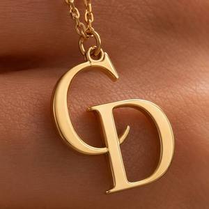 Collana con Monogramma Personalizzato in Acciaio Inossidabile, <span class=keywords><strong>Lettere</strong></span> Iniziali Serif, Antiossidante, Ipoallergenica, Oro, Argento, Oro Rosa, Regalo - Product Image 4