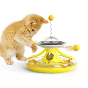 Commercio all'ingrosso Pet interattivo <span class=keywords><strong>Fancy</strong></span> Teaser cibo Feeder giradischi traccia ruotare Trackball giocattolo con palla a molla per i gatti - Product Image 3