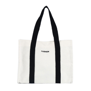 Custom Recyclable Canvas Tote <b>Bag</b> Letter Pattern Printed Cotton Large (>50cm) Zipper Long Handle Daily Use Travel <b>Gift</b> - Product Image 2
