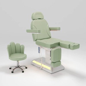 Table de massage électrique à trois moteurs en cuir PU, cadre en acier inoxydable moderne, multifonctionnelle pour extensions de cils - Product Image 1