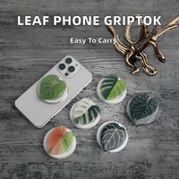 Support de téléphone portable pliable magnétique ABS en forme de feuille de plante avec anneau de maintien et recharge sans fil