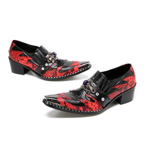 NA866 Scarpe da Uomo Nere <span class=keywords><strong>e</strong></span> Rosse con Punta in Ferro, Eleganti in Pelle, Slip-on, Oxford per Affari <span class=keywords><strong>e</strong></span> Feste - Product Image 3