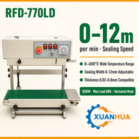 Machine de scellage à bande horizontale continue XUANHUA RFD-770LD, machine de scellage thermique pour sachets en plastique, sacs alimentaires, 0-12m/min, 0-400 degrés
