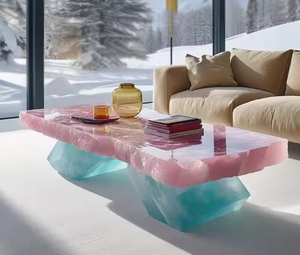 Sang trọng hiện đại bàn ăn tùy chỉnh mờ đá màu xanh Onyx Đá Cẩm Thạch đánh bóng bề mặt độc quyền thiết kế đồ họa - Product Image 4